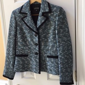 Kasper teal/B&W tweed/Black trim metallic shimmer